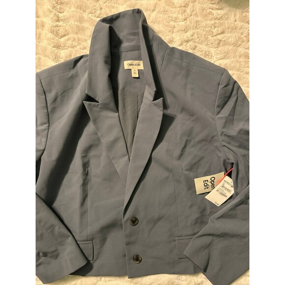 Open Edit Crop Blazer Blue Weather - Picture 7 of 7